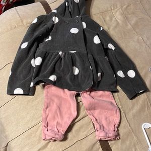 Carter’s 24 month pants and sweatshirt button up jacket, gray, and pink